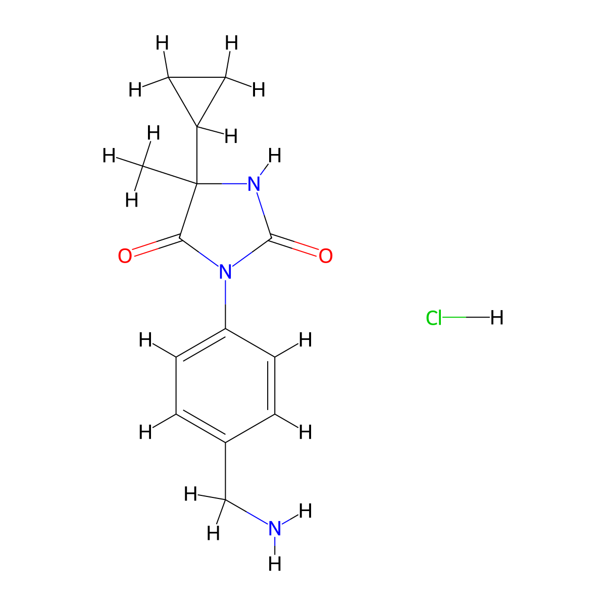 3-[4-(Aminomethyl)phenyl]-5-cyclopropyl-5-methylimidazolidine-2,4-dione hydrochloride molecular structure, CAS 1803598-85-7