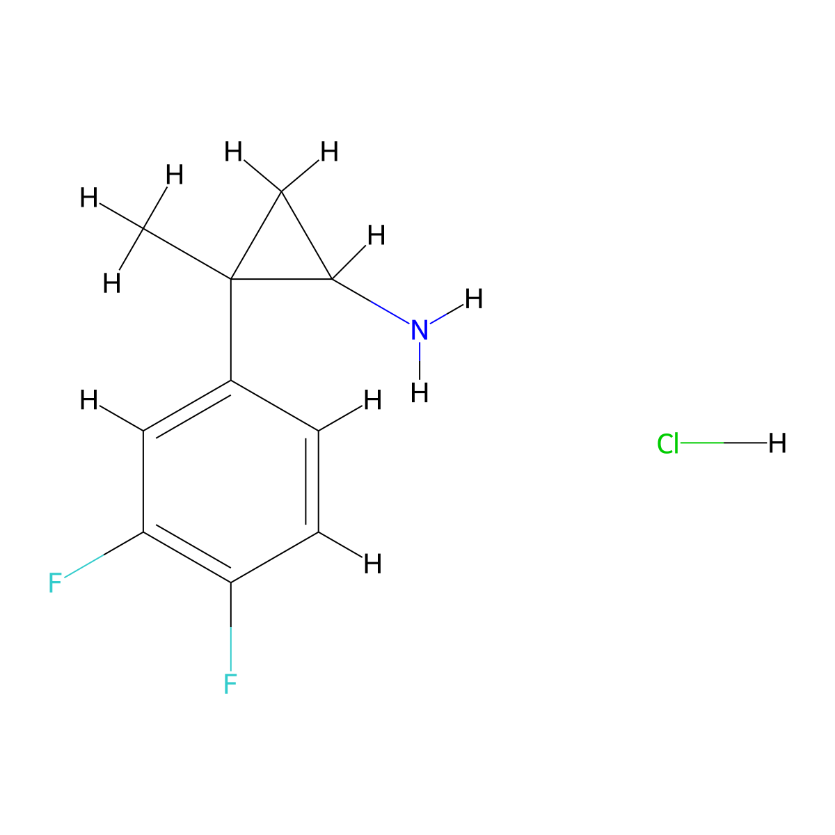2-(3,4-Difluorophenyl)-2-methylcyclopropan-1-amine hydrochloride molecular structure, CAS 1803598-88-0