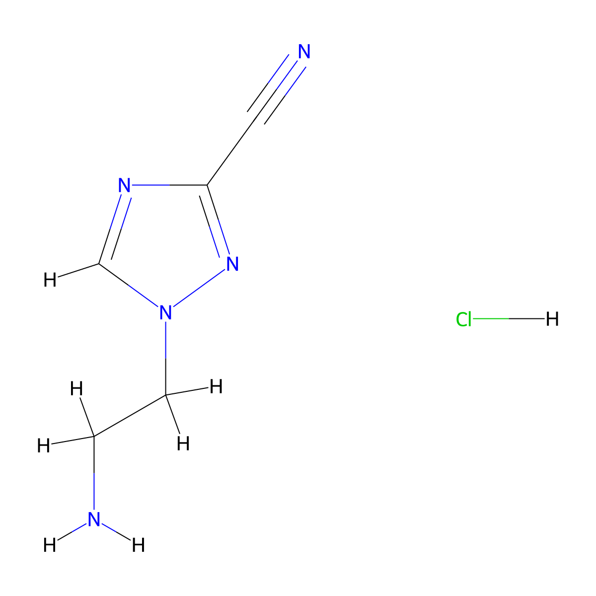 1-(2-aminoethyl)-1H-1,2,4-triazole-3-carbonitrile hydrochloride molecular structure, CAS 1803598-89-1