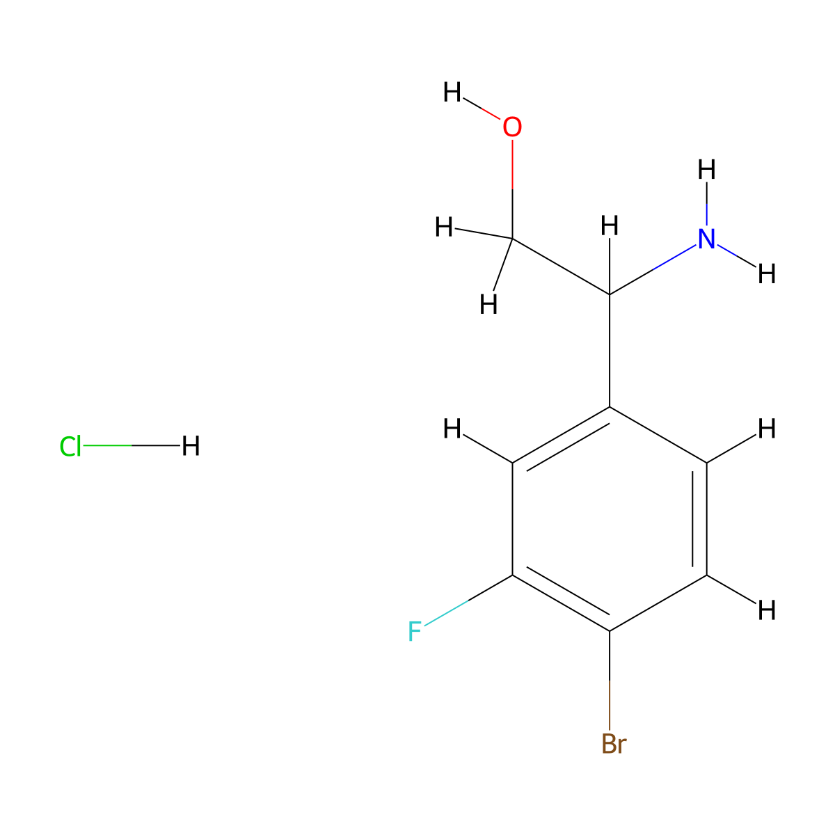 2-Amino-2-(4-bromo-3-fluorophenyl)ethan-1-ol hydrochloride molecular structure, CAS 1803598-93-7