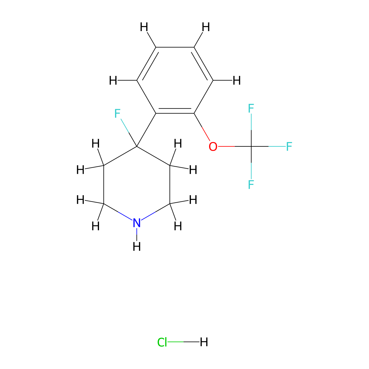 4-Fluoro-4-[2-(trifluoromethoxy)phenyl]piperidine hydrochloride molecular structure, CAS 1803598-94-8
