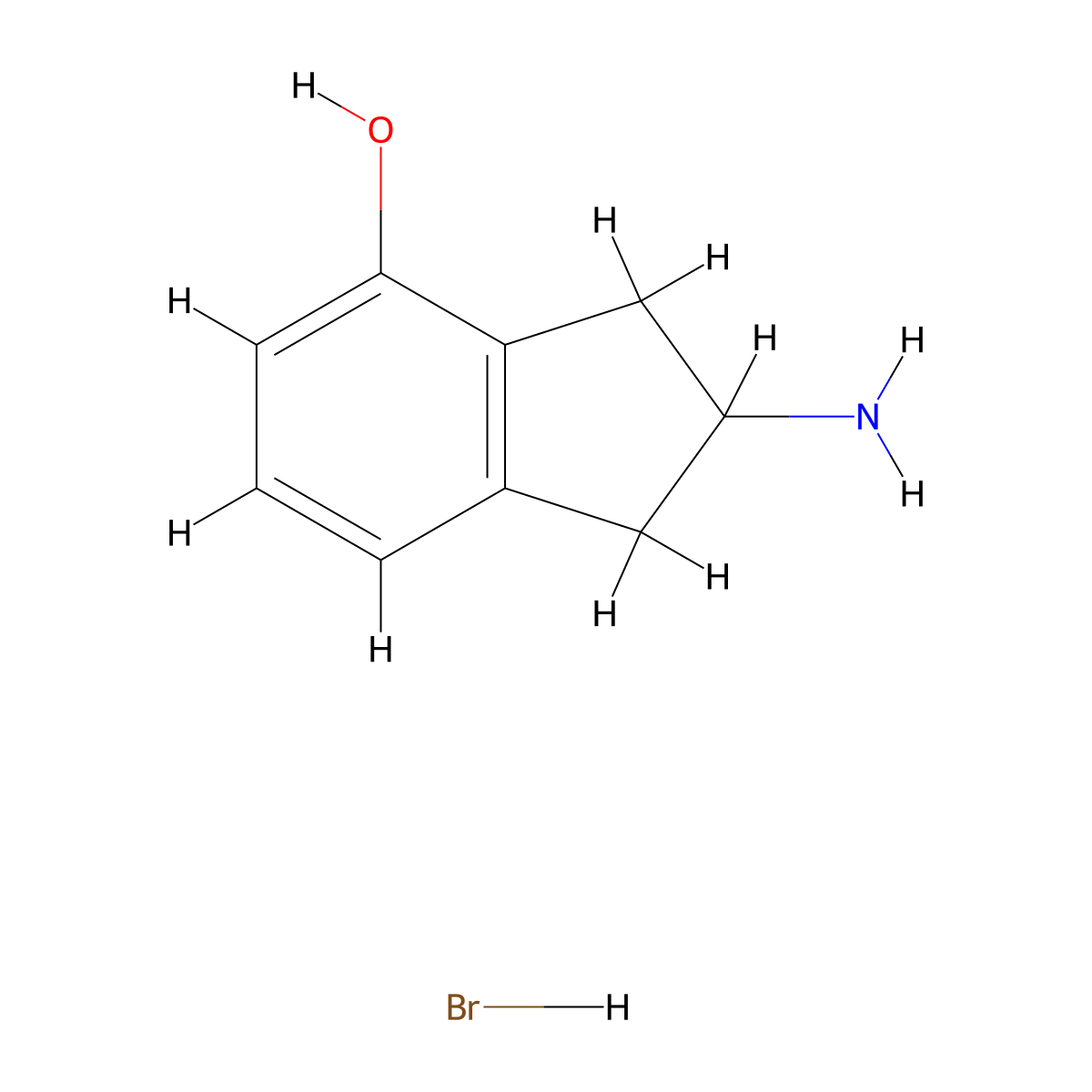 2-amino-2,3-dihydro-1H-inden-4-ol hydrobromide molecular structure, CAS 1803599-01-0