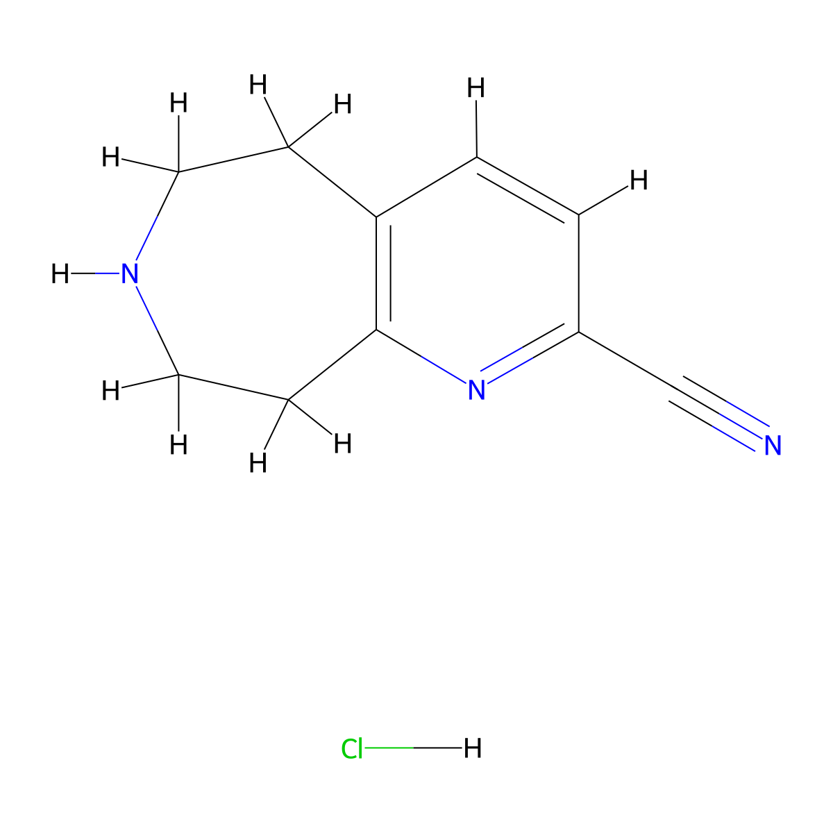 5H,6H,7H,8H,9H-Pyrido[2,3-d]azepine-2-carbonitrile hydrochloride molecular structure, CAS 1803599-05-4