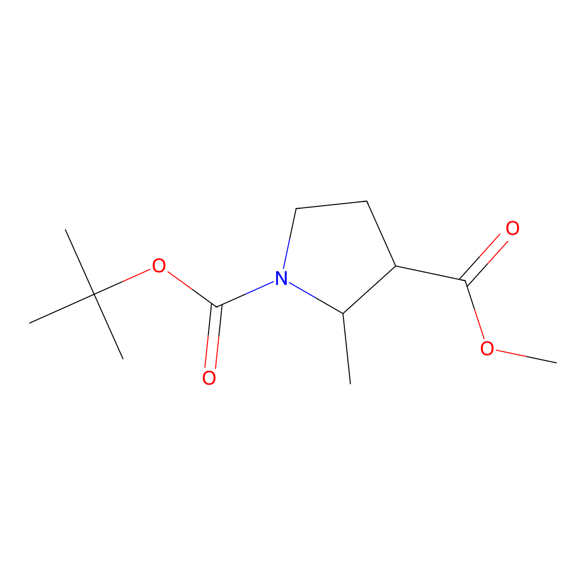 1-Tert-butyl 3-methyl 2-methylpyrrolidine-1,3-dicarboxylate molecular structure, CAS 1803599-14-5