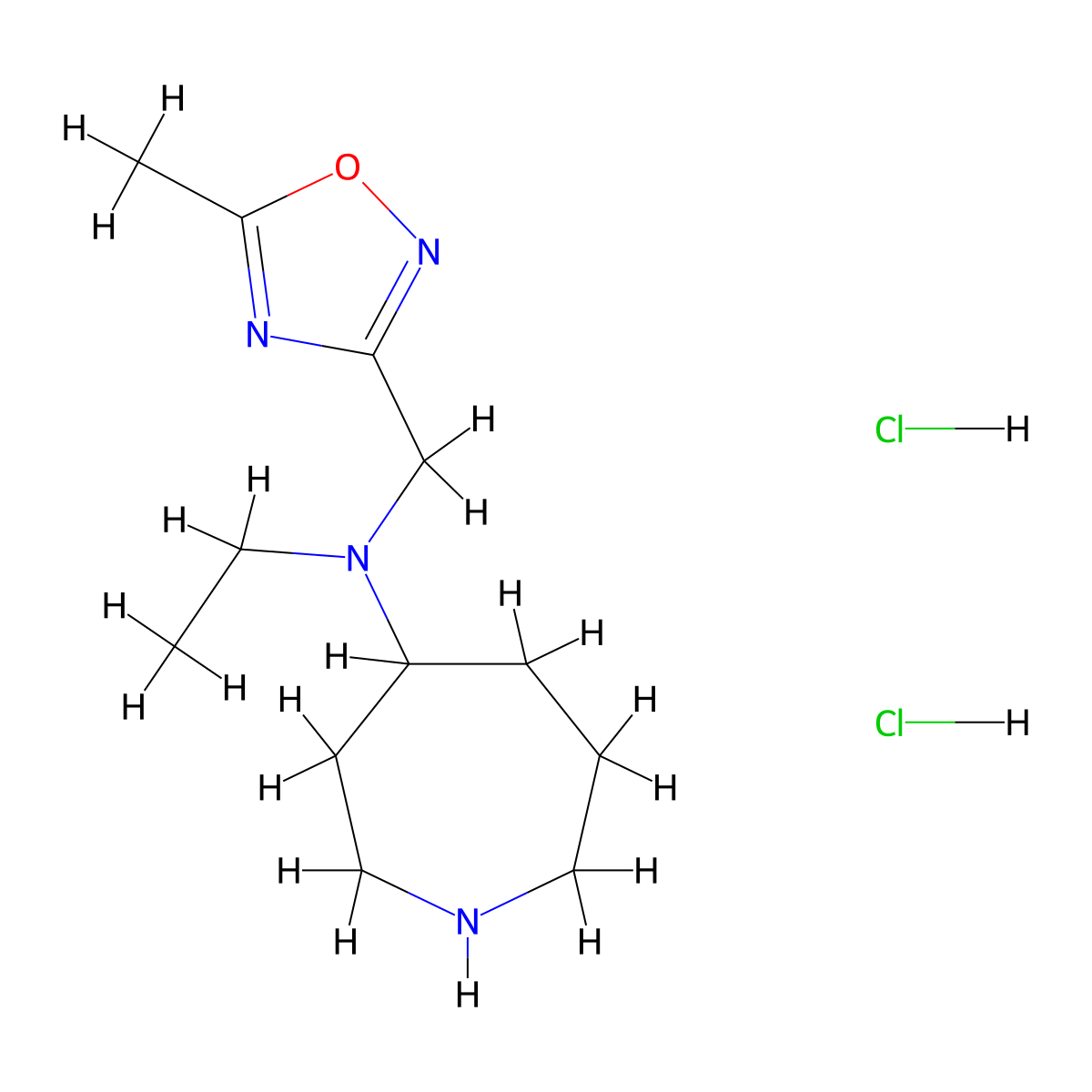 N-ethyl-N-((5-methyl-1,2,4-oxadiazol-3-yl)methyl)azepan-4-amine dihydrochloride molecular structure, CAS 1803599-19-0