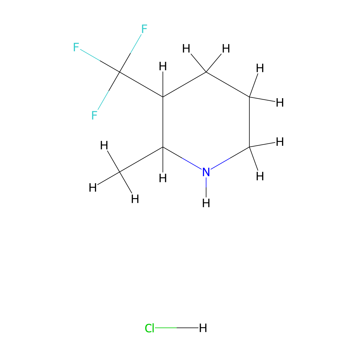 2-Methyl-3-(trifluoromethyl)piperidine hydrochloride molecular structure, CAS 1803599-20-3