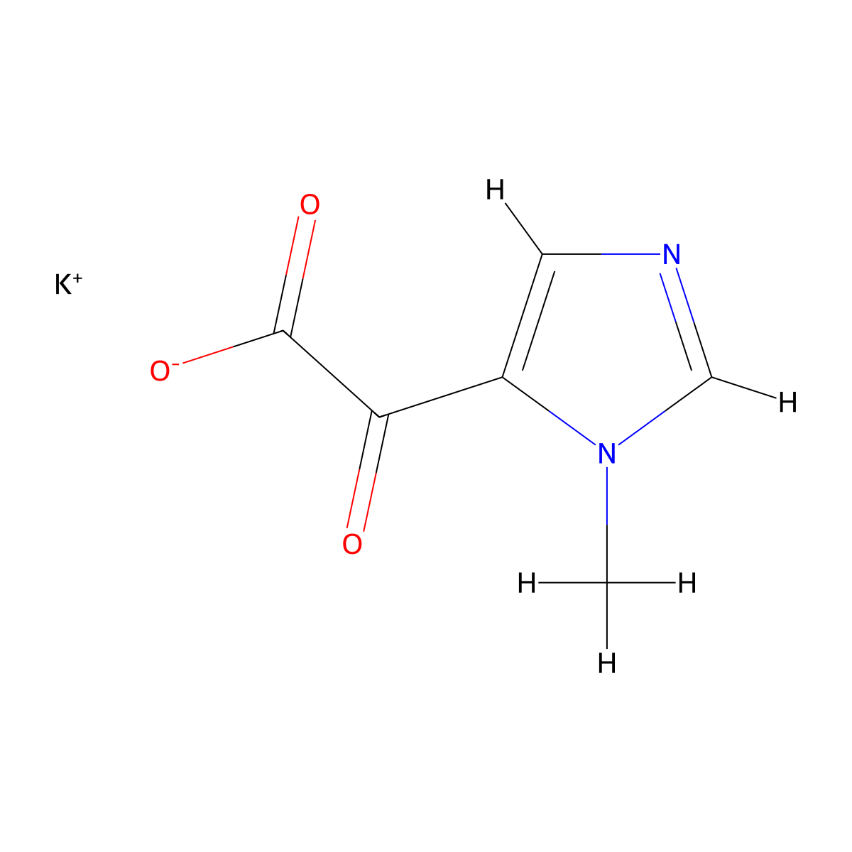 potassium 2-(1-methyl-1H-imidazol-5-yl)-2-oxoacetate molecular structure, CAS 1803599-21-4