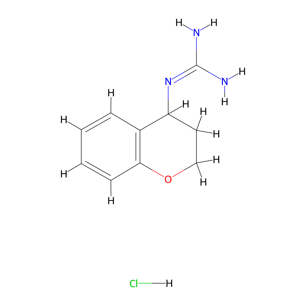 2-(3,4-dihydro-2H-1-benzopyran-4-yl)guanidine hydrochloride molecular structure, CAS 1803599-28-1