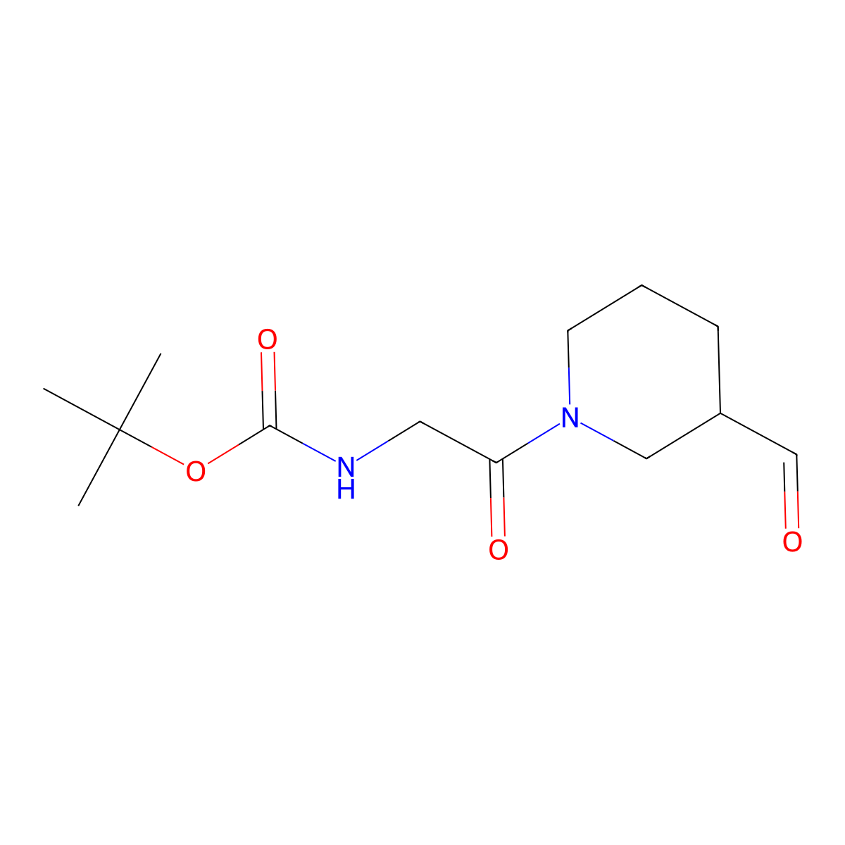 tert-butyl N-[2-(3-formylpiperidin-1-yl)-2-oxoethyl]carbamate molecular structure, CAS 1803599-32-7