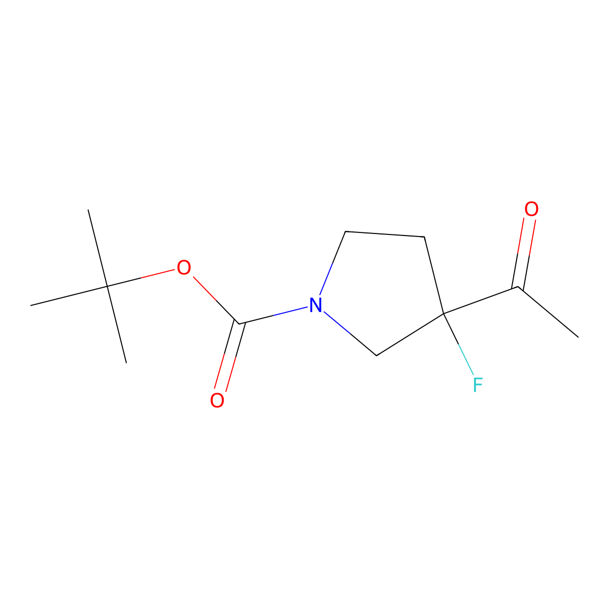 Tert-butyl 3-acetyl-3-fluoropyrrolidine-1-carboxylate molecular structure, CAS 1803599-35-0