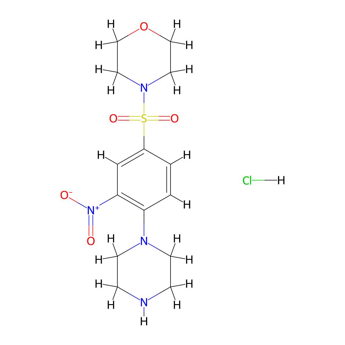 4-[3-Nitro-4-(piperazin-1-yl)benzenesulfonyl]morpholine hydrochloride molecular structure, CAS 1803599-39-4