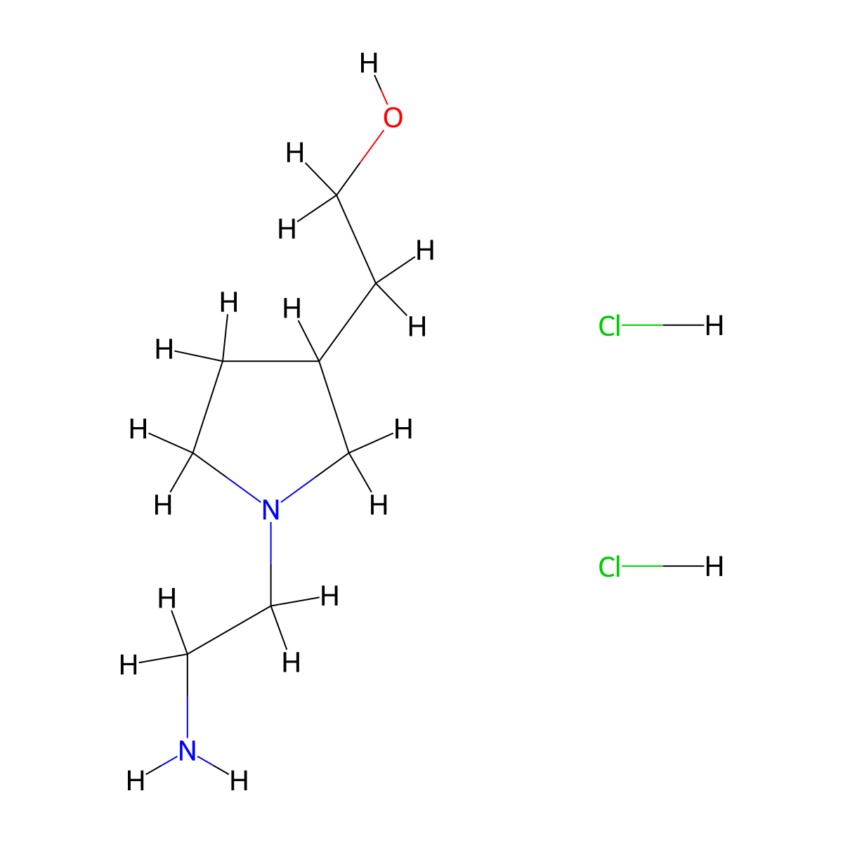 2-[1-(2-Aminoethyl)pyrrolidin-3-yl]ethan-1-ol dihydrochloride molecular structure, CAS 1803599-42-9