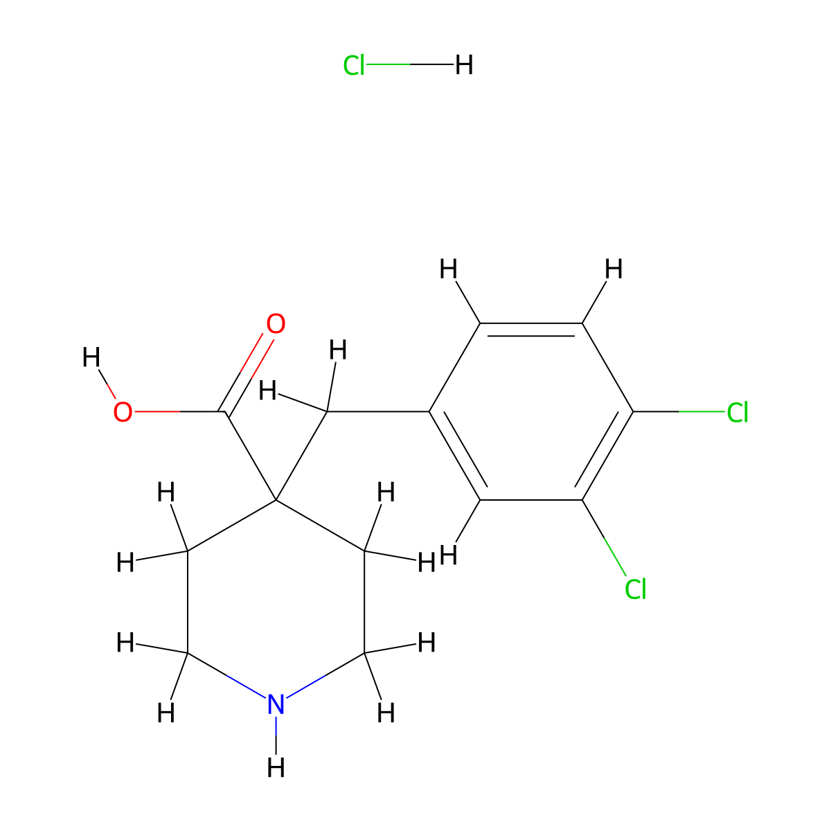 4-[(3,4-Dichlorophenyl)methyl]piperidine-4-carboxylic acid hydrochloride molecular structure, CAS 1803599-48-5