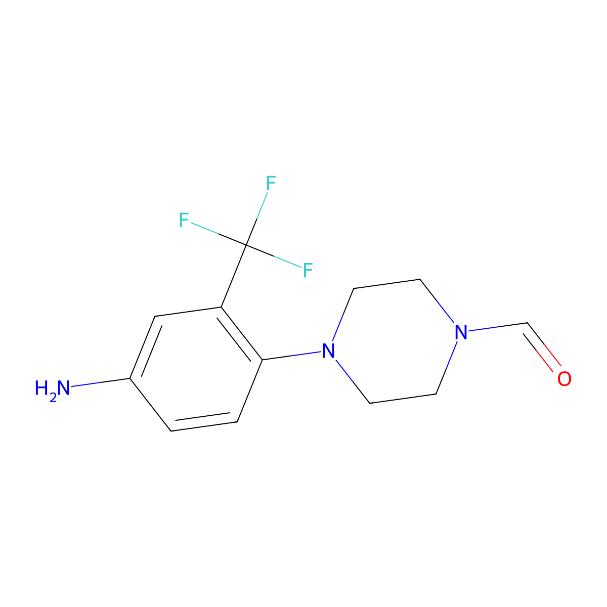 4-[4-Amino-2-(trifluoromethyl)phenyl]piperazine-1-carbaldehyde molecular structure, CAS 1803599-49-6