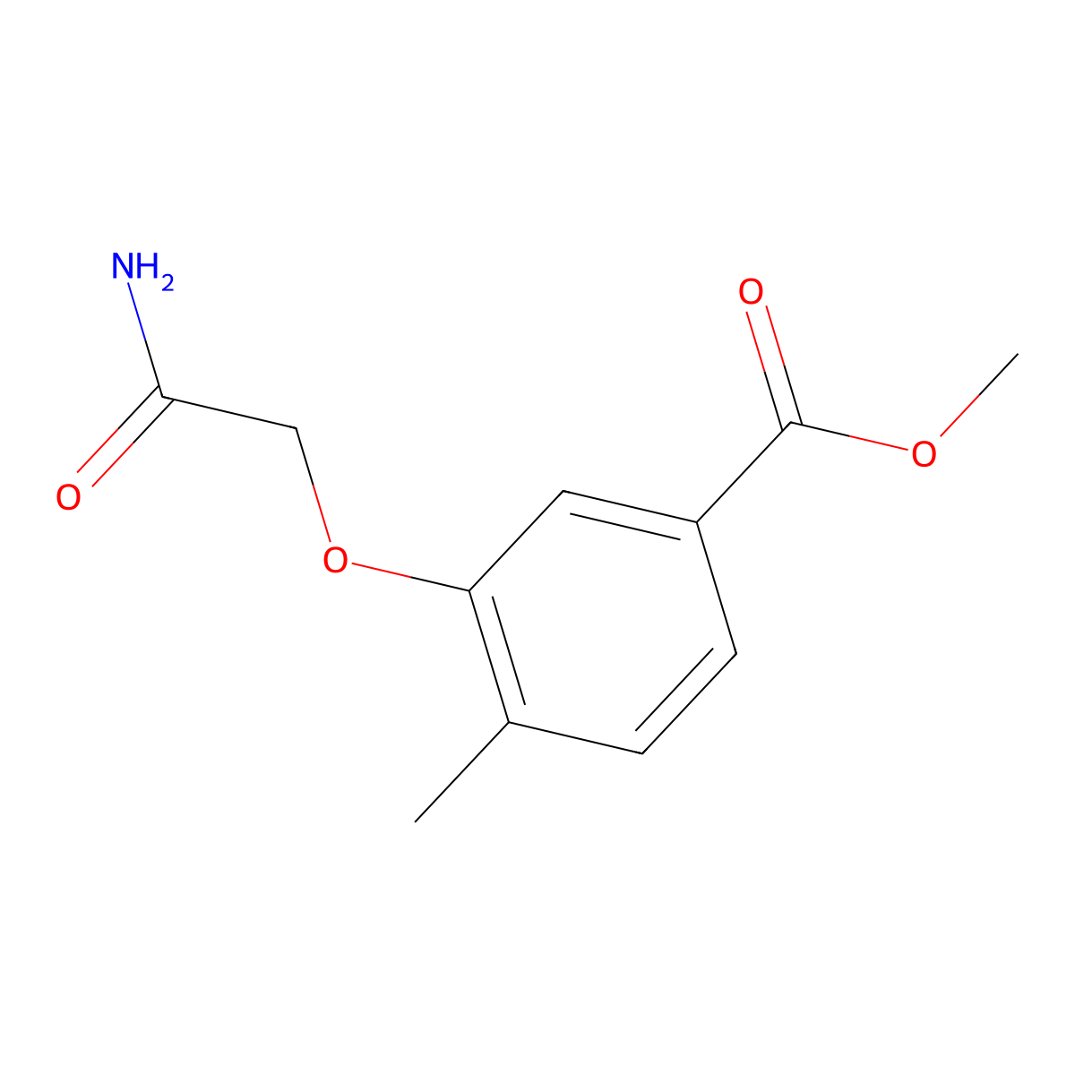 Methyl 3-(carbamoylmethoxy)-4-methylbenzoate molecular structure, CAS 1803599-50-9