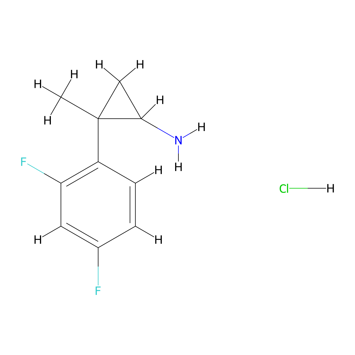 2-(2,4-Difluorophenyl)-2-methylcyclopropan-1-amine hydrochloride molecular structure, CAS 1803599-51-0