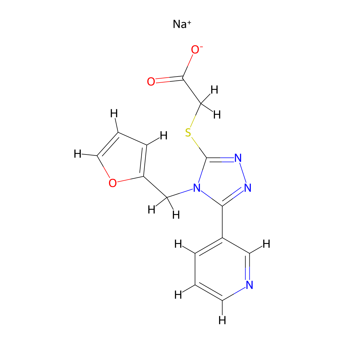 sodium 2-{[4-(furan-2-ylmethyl)-5-(pyridin-3-yl)-4H-1,2,4-triazol-3-yl]sulfanyl}acetate molecular structure, CAS 1803599-53-2
