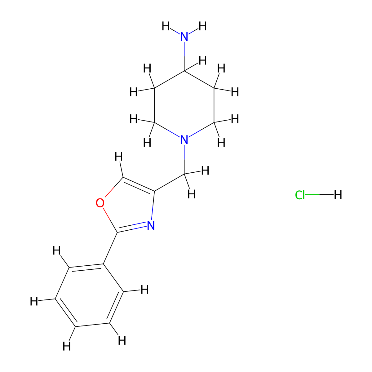 1-[(2-Phenyl-1,3-oxazol-4-yl)methyl]piperidin-4-amine hydrochloride molecular structure, CAS 1803599-54-3