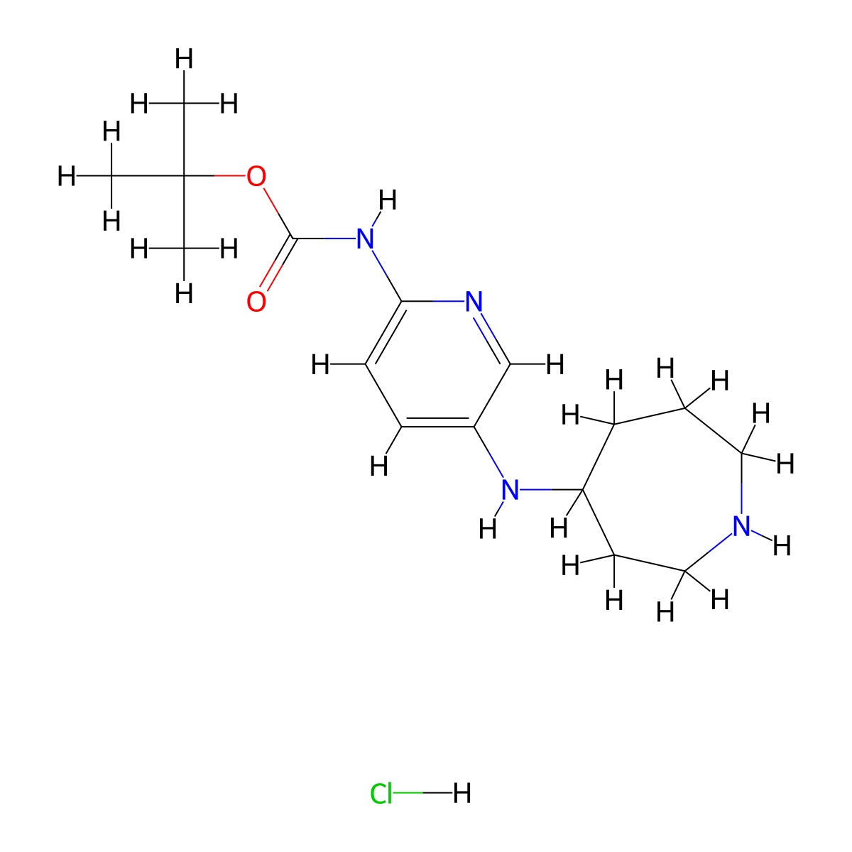 tert-Butyl N-{5-[(azepan-4-yl)amino]pyridin-2-yl}carbamate hydrochloride molecular structure, CAS 1803599-60-1