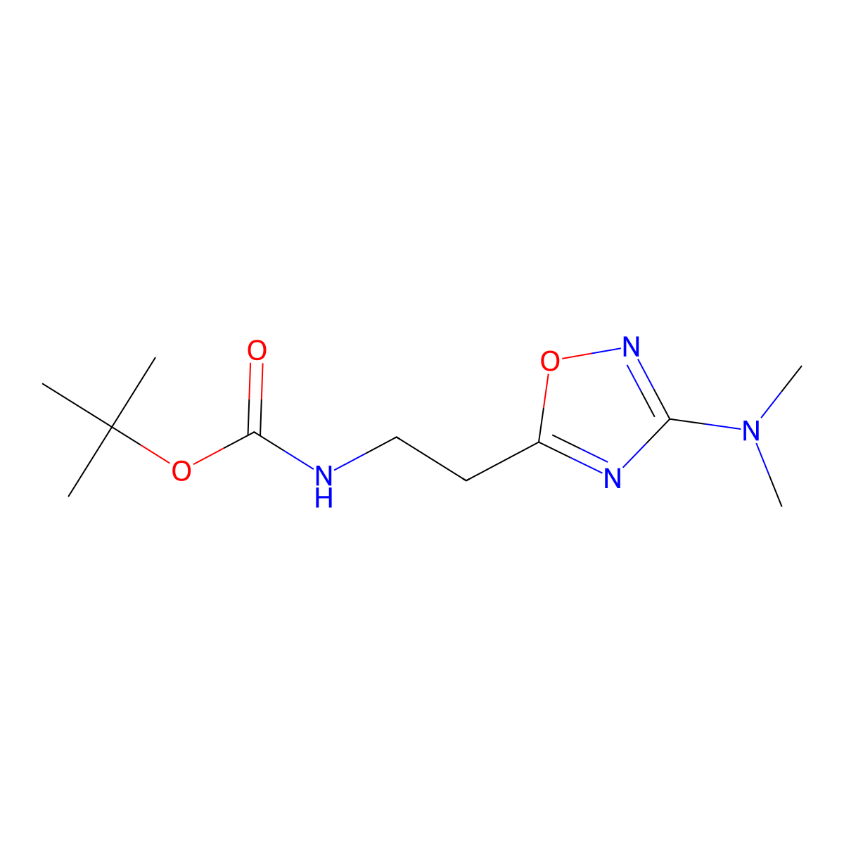 tert-butyl N-{2-[3-(dimethylamino)-1,2,4-oxadiazol-5-yl]ethyl}carbamate molecular structure, CAS 1803599-61-2