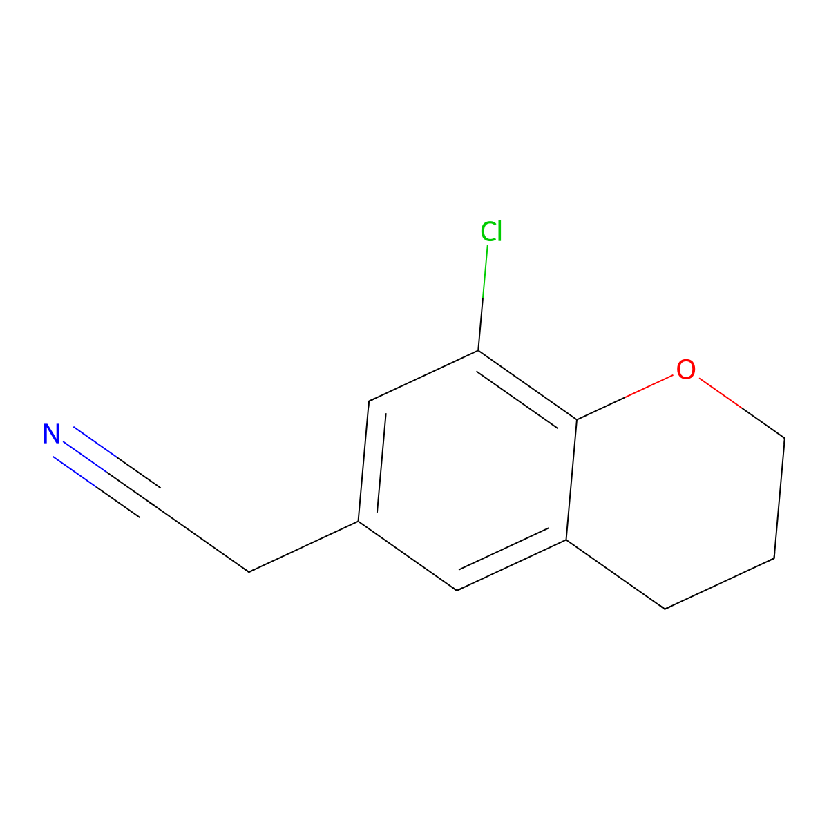 2-(8-chloro-3,4-dihydro-2H-1-benzopyran-6-yl)acetonitrile molecular structure, CAS 1803599-62-3
