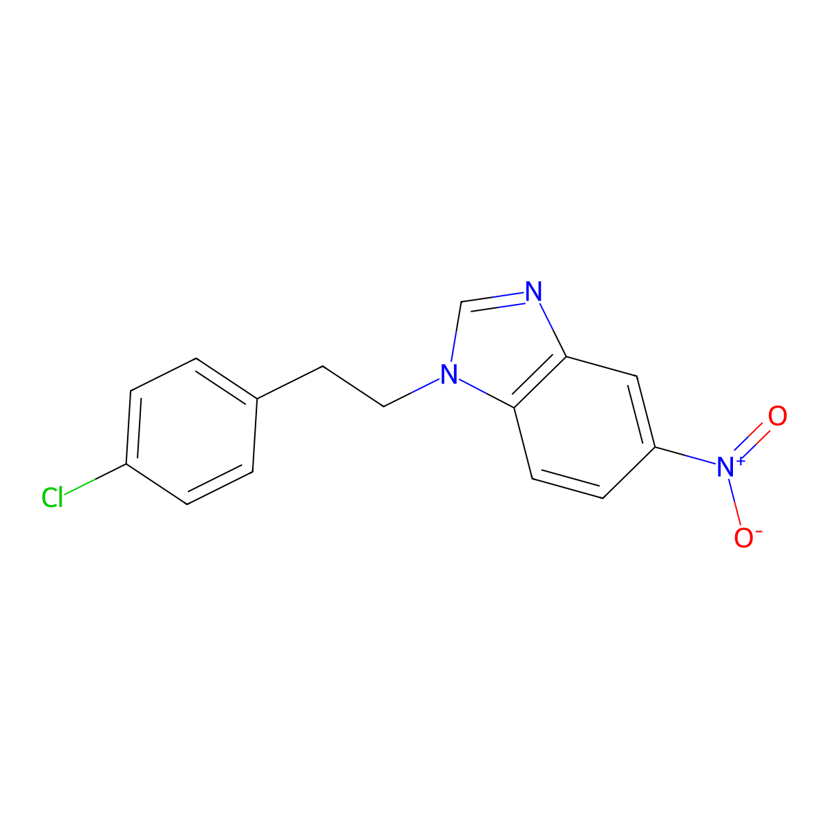 1-[2-(4-chlorophenyl)ethyl]-5-nitro-1H-1,3-benzodiazole molecular structure, CAS 1803599-68-9