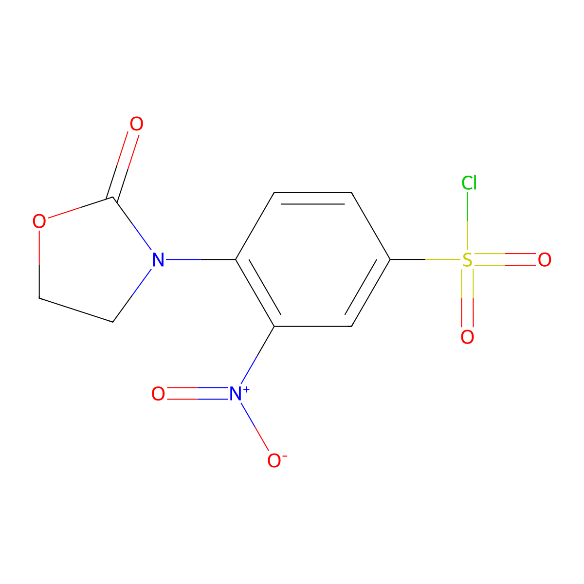 3-Nitro-4-(2-oxo-1,3-oxazolidin-3-yl)benzene-1-sulfonyl chloride molecular structure, CAS 1803599-77-0