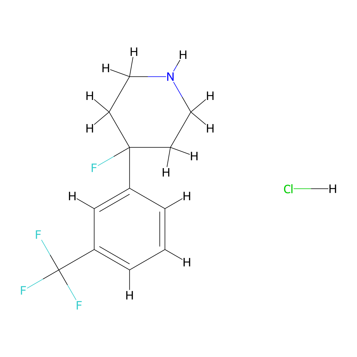 4-Fluoro-4-(3-(trifluoromethyl)phenyl)piperidine hydrochloride molecular structure, CAS 1803599-83-8
