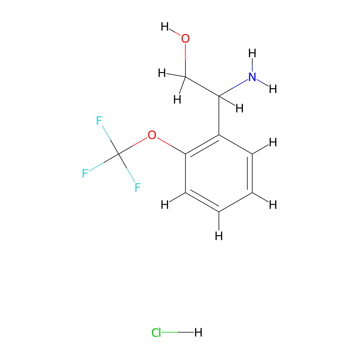 2-Amino-2-[2-(trifluoromethoxy)phenyl]ethan-1-ol hydrochloride molecular structure, CAS 1803599-86-1