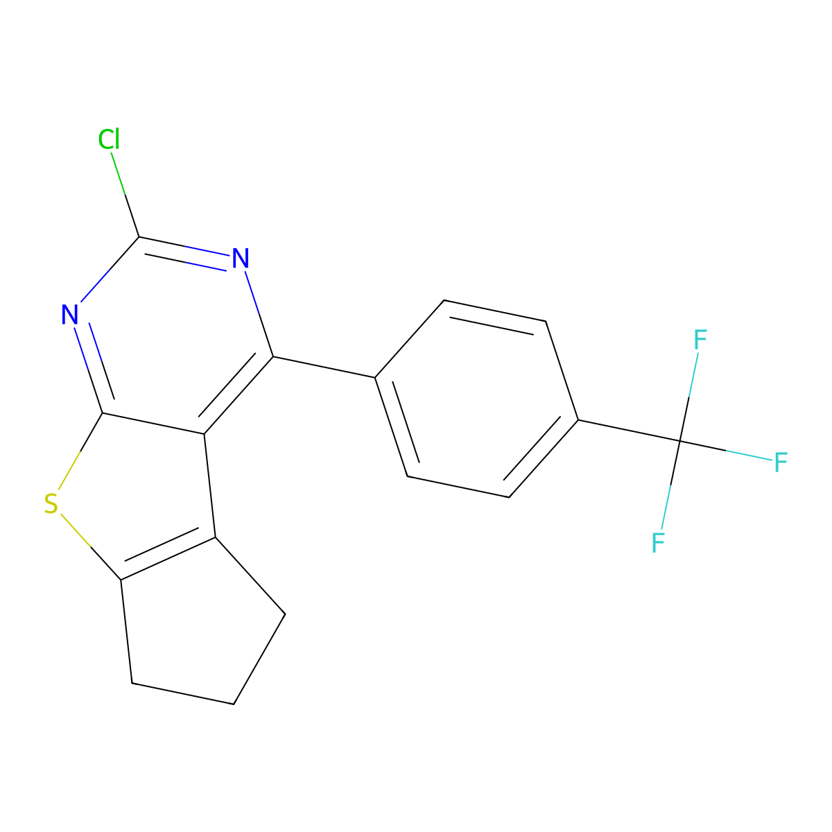 10-Chloro-12-[4-(trifluoromethyl)phenyl]-7-thia-9,11-diazatricyclo[6.4.0.0,2,6]dodeca-1(12),2(6),8,10-tetraene molecular structure, CAS 1803599-87-2
