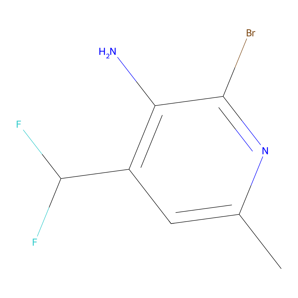 2-Bromo-4-(difluoromethyl)-6-methylpyridin-3-amine molecular structure, CAS 1803599-90-7