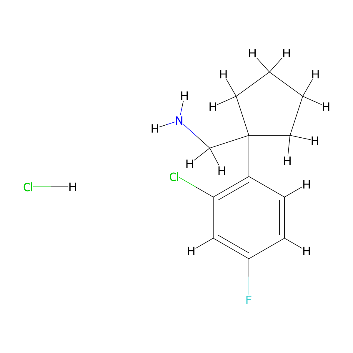 [1-(2-Chloro-4-fluorophenyl)cyclopentyl]methanamine hydrochloride molecular structure, CAS 1803599-93-0