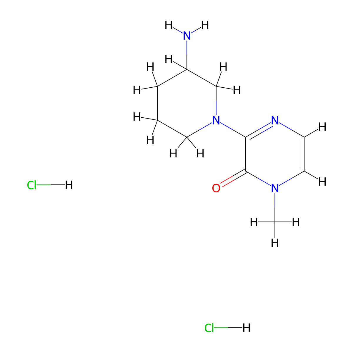 3-(3-Aminopiperidin-1-yl)-1-methyl-1,2-dihydropyrazin-2-one dihydrochloride molecular structure, CAS 1803599-94-1