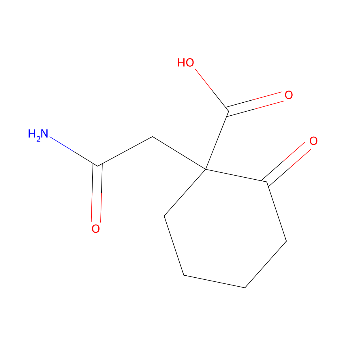 1-(Carbamoylmethyl)-2-oxocyclohexane-1-carboxylic acid molecular structure, CAS 1803599-98-5