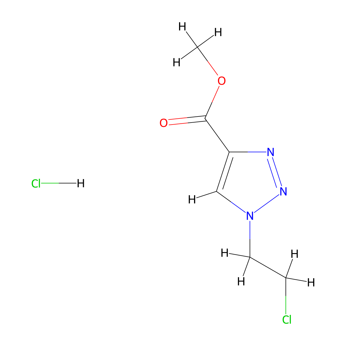 methyl 1-(2-chloroethyl)-1H-1,2,3-triazole-4-carboxylate hydrochloride molecular structure, CAS 1803599-99-6