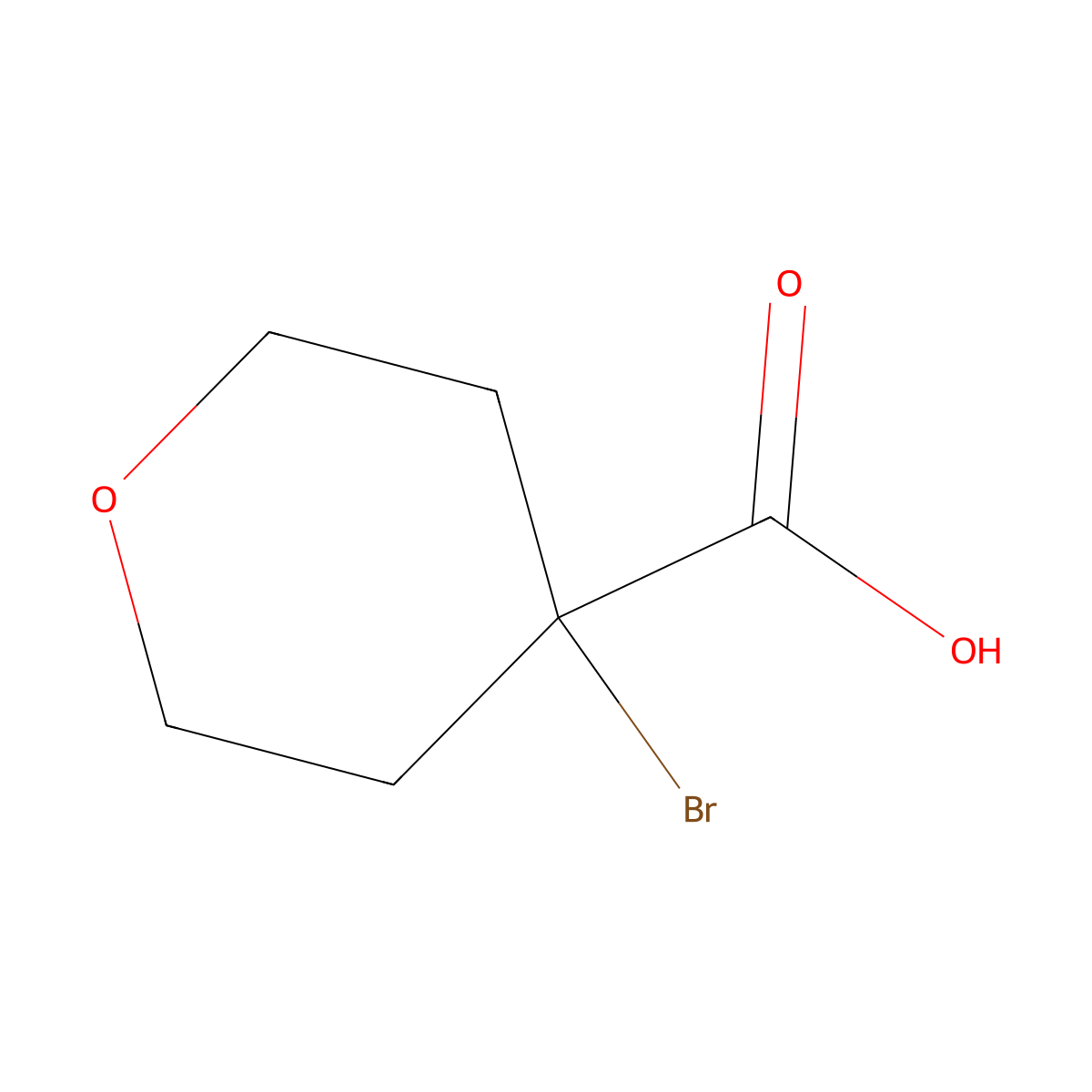 2H-Pyran-4-carboxylic acid, 4-bromotetrahydro- molecular structure, CAS 1803600-06-7