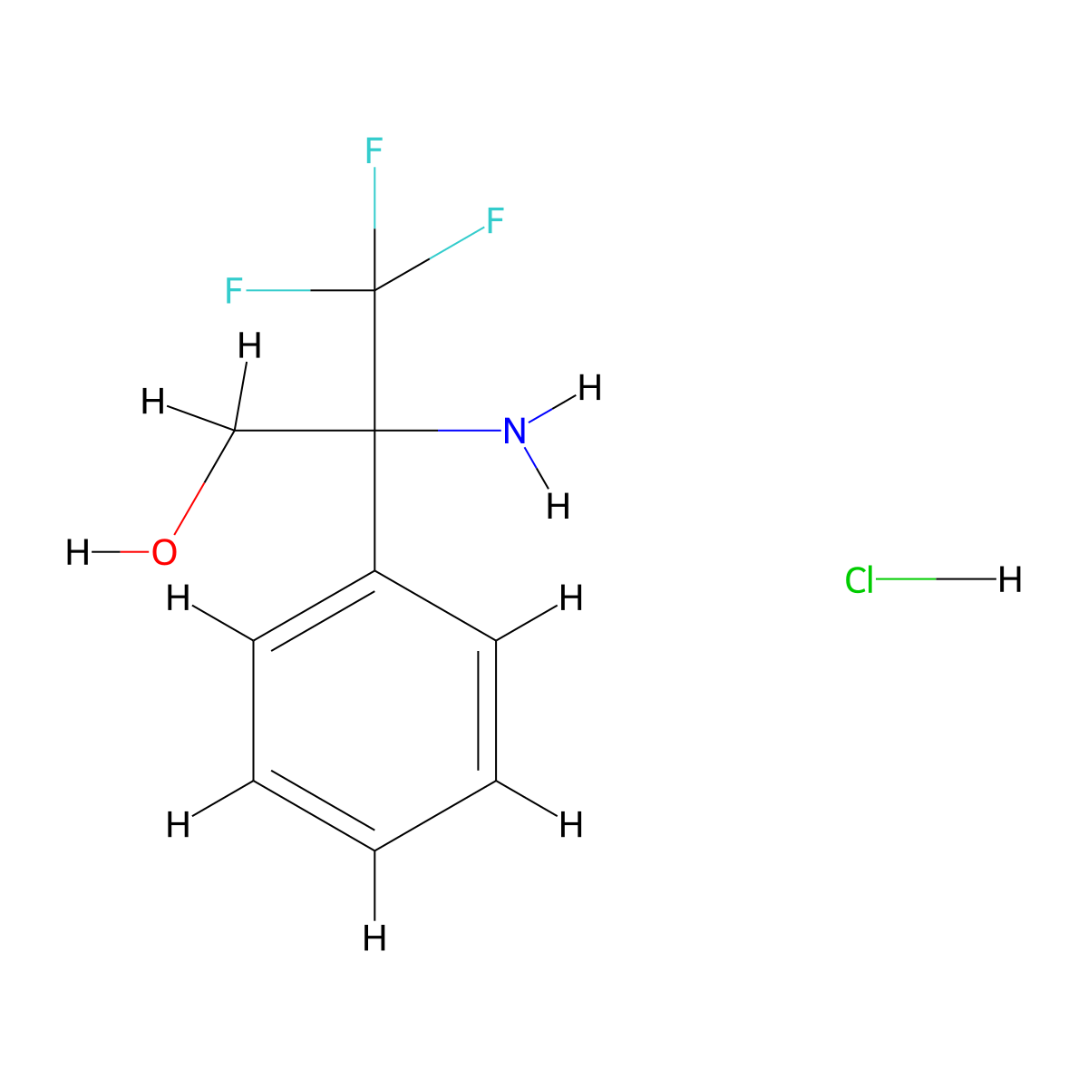 2-Amino-3,3,3-trifluoro-2-phenylpropan-1-ol hydrochloride molecular structure, CAS 1803600-09-0