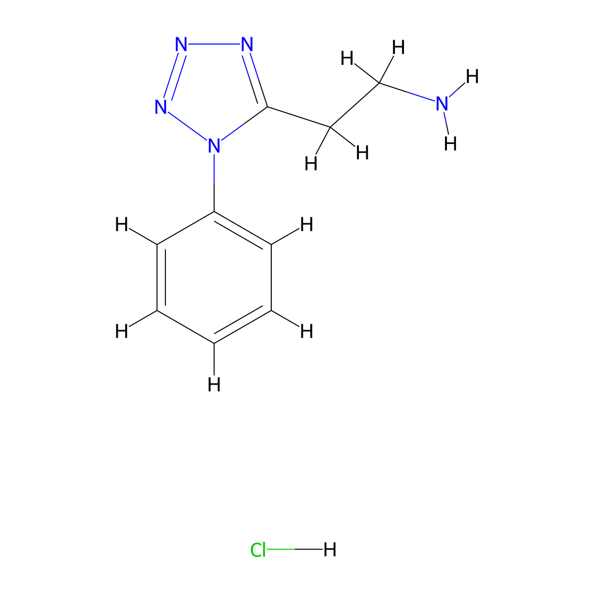 2-(1-phenyl-1H-1,2,3,4-tetrazol-5-yl)ethan-1-amine hydrochloride molecular structure, CAS 1803600-10-3