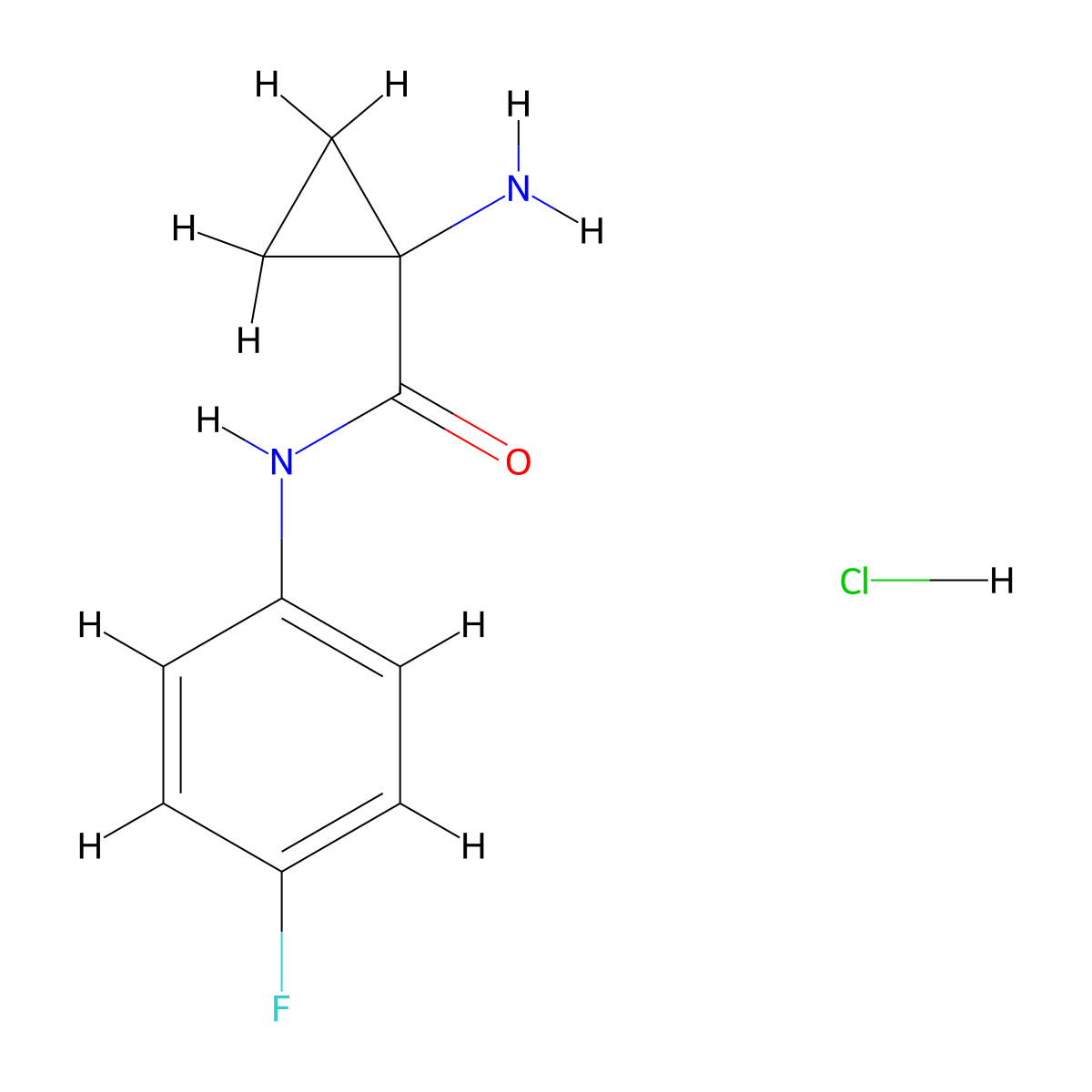 1-amino-N-(4-fluorophenyl)cyclopropane-1-carboxamide hydrochloride molecular structure, CAS 1803600-13-6