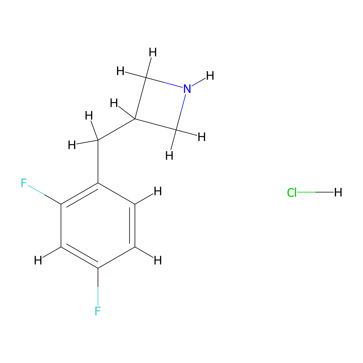 3-((2,4-Difluorophenyl)methyl)azetidine hydrochloride molecular structure, CAS 1803600-15-8