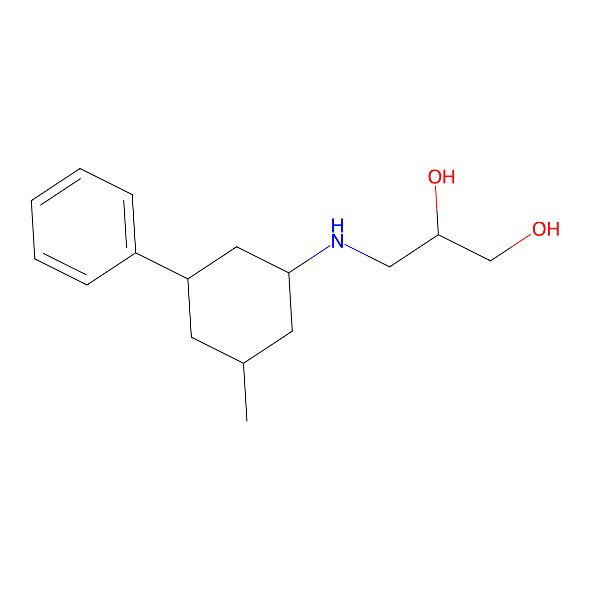 3-[(3-Methyl-5-phenylcyclohexyl)amino]propane-1,2-diol molecular structure, CAS 1803600-17-0