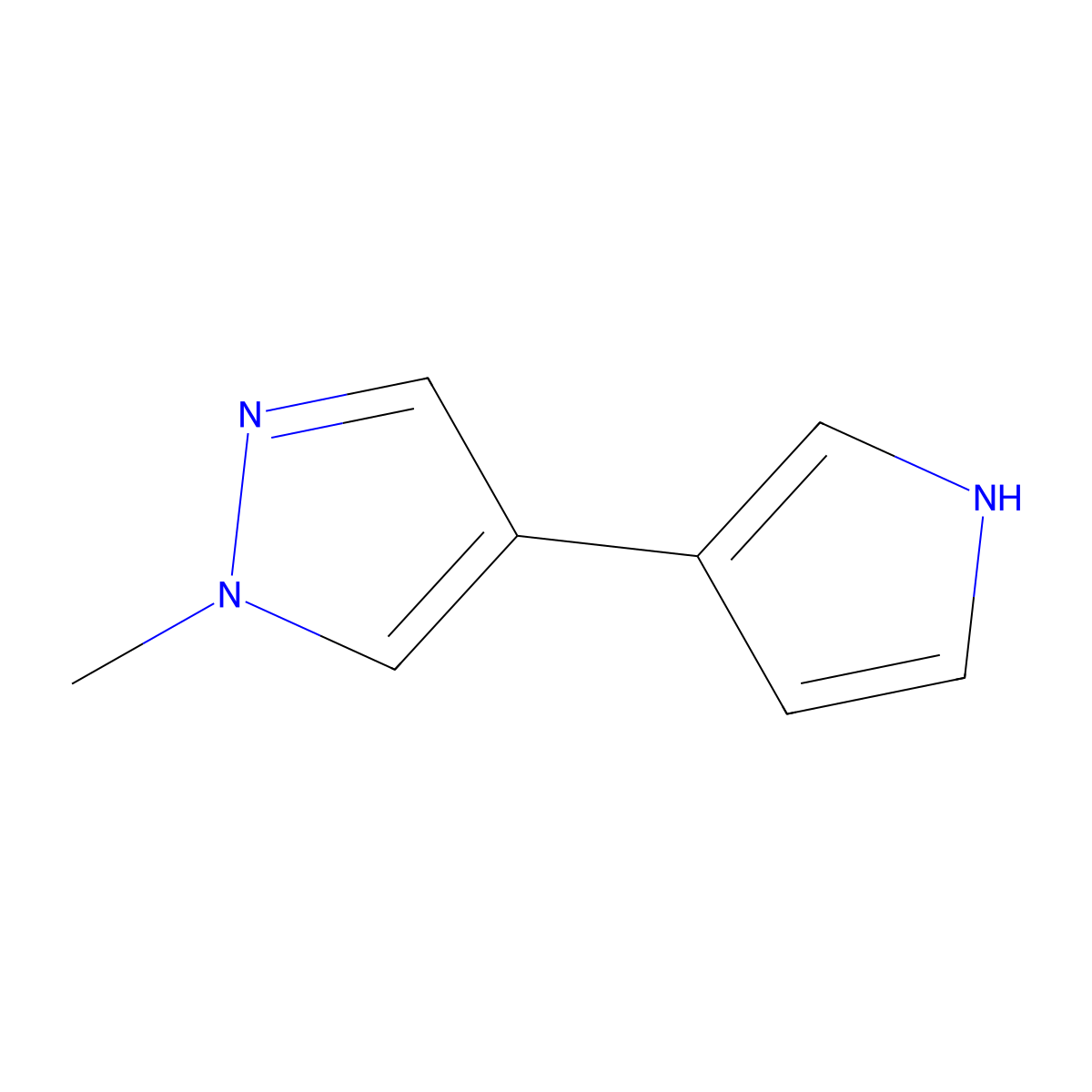 1-methyl-4-(1H-pyrrol-3-yl)-1H-pyrazole molecular structure, CAS 1803600-20-5