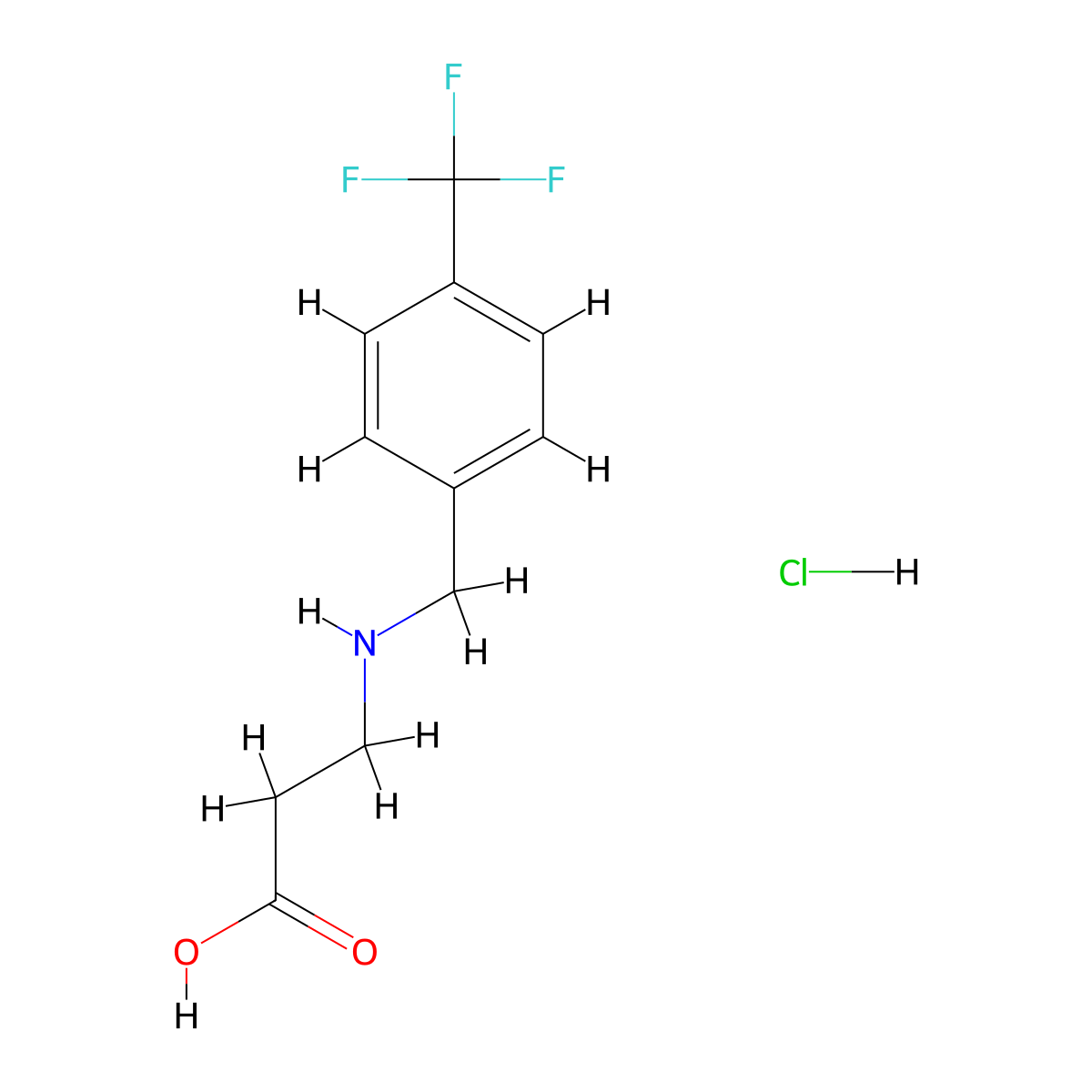 3-({[4-(Trifluoromethyl)phenyl]methyl}amino)propanoic acid hydrochloride molecular structure, CAS 1803600-21-6