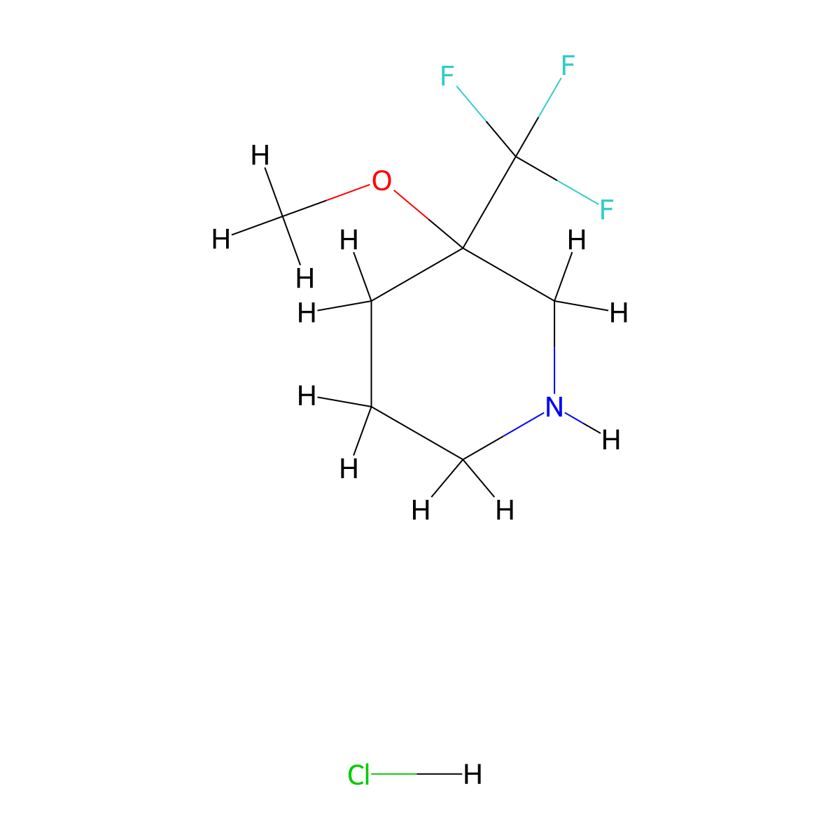 3-Methoxy-3-(trifluoromethyl)piperidine hydrochloride molecular structure, CAS 1803600-22-7