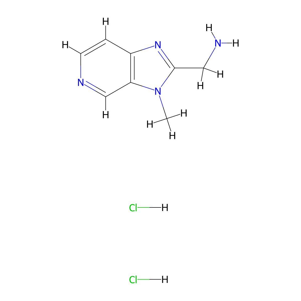 (3-methyl-3H-imidazo(4,5-c)pyridin-2-yl)methanamine dihydrochloride molecular structure, CAS 1803600-25-0
