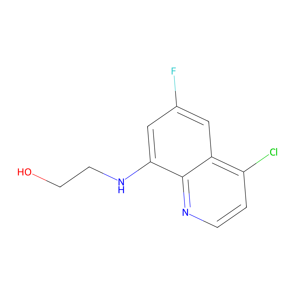 2-[(4-Chloro-6-fluoroquinolin-8-yl)amino]ethan-1-ol molecular structure, CAS 1803600-35-2