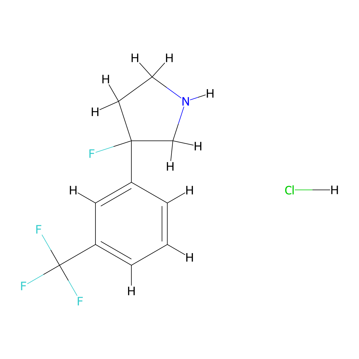 3-Fluoro-3-[3-(trifluoromethyl)phenyl]pyrrolidine hydrochloride molecular structure, CAS 1803600-36-3