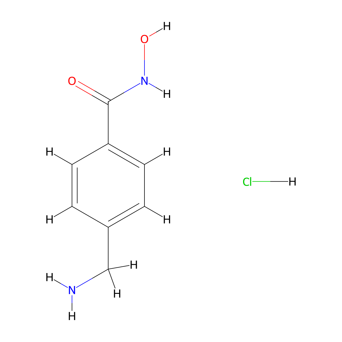 4-(aminomethyl)-N-hydroxybenzamide hydrochloride molecular structure, CAS 1803600-37-4