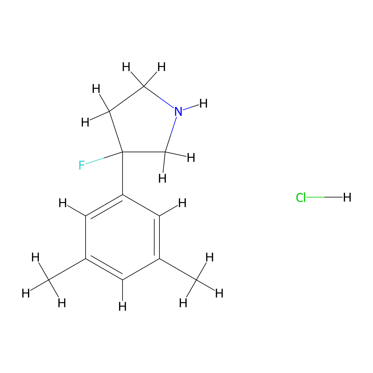 3-(3,5-Dimethylphenyl)-3-fluoropyrrolidine hydrochloride molecular structure, CAS 1803600-38-5