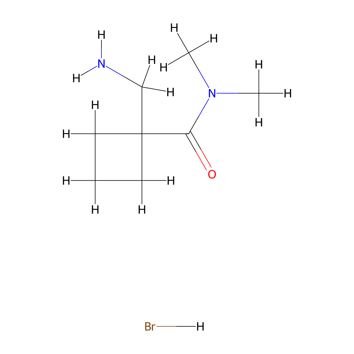 1-(aminomethyl)-N,N-dimethylcyclobutane-1-carboxamide hydrobromide molecular structure, CAS 1803600-46-5